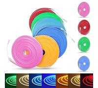 KISUFU 12V Ruban LED, 2835 DC Bandes LED Néon flexible Bande lumineuse de bande 120 leds/m IP65 étanche Neon Light Strip pour Décoration Intérieure Extérieure, Alimentation Non Inclus.