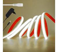 KISUFU 12V Ruban LED COB, IP68 Étanche 320LEDs/M DC Lumineuse Silicone Neon Bande LED Flexible Light Strip pour TV salon partie bricolage Extérieur décoration. (Adaptateur secteur inclus)