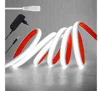 KISUFU 12V Ruban LED COB, IP68 Étanche 320LEDs/M DC Lumineuse Silicone Neon Bande LED Flexible Light Strip pour TV salon partie bricolage Extérieur décoration. (Adaptateur secteur inclus)