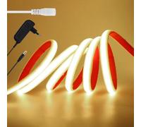 KISUFU 12V Ruban LED COB, IP68 Étanche 320LEDs/M DC Lumineuse Silicone Neon Bande LED Flexible Light Strip pour TV salon partie bricolage Extérieur décoration. (Adaptateur secteur inclus)