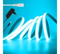 KISUFU 12V Ruban LED COB, IP68 Étanche 320LEDs/M DC Lumineuse Silicone Neon Bande LED Flexible Light Strip pour TV salon partie bricolage Extérieur décoration. (Adaptateur secteur inclus)