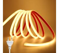 KISUFU 220V COB Ruban LED, 240Leds/m IP65 étanche Super Lumineux Bandeau LED, Sin fuente de alimentación 10cm cuttable Néon Bande LED pour armoire,cuisine,maison,chambre à coucher,DIY décoration.