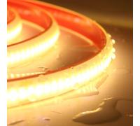 KISUFU 220V COB Ruban LED, IP65 Étanche Flexible LED bande lumineuse, 288LEDs/m Colle double face light strip pour Noël, Fête, Chambre, Cuisine, Décoration.Blanc chaud,10M