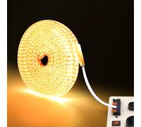 KISUFU 220V Ruban LED 2835 120 Leds/m IP65 Etanche 2PIN 3000K 4000K 6000K Colle double face Bande LED 10CM Cuttable Strip light pour Chambre, Mariage décoration. (Pas de puissance)