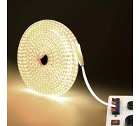 KISUFU 220V Ruban LED 2835 120 Leds/m IP65 Etanche 2PIN 3000K 4000K 6000K Colle double face Bande LED 10CM Cuttable Strip light pour Chambre, Mariage décoration. (Pas de puissance)