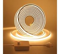 KISUFU 220V Ruban LED COB, Flexible Led Bande Neon Bandeau avec Gradateur，Étanche IP65 LED Bande Lumineuse pour Chambre, Jardin, Plafond Décoration,15M,Blanc chaud