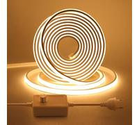 KISUFU 220V Ruban LED COB, Flexible Led Bande Neon Bandeau avec Gradateur,Étanche IP65 LED Bande Lumineuse pour Chambre, Jardin, Plafond Décoration,20M,Blanc chaud