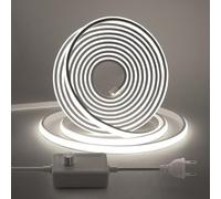 KISUFU 220V Ruban LED COB, Flexible Led Bande Neon Bandeau avec Gradateur，Étanche IP65 LED Bande Lumineuse pour Chambre, Jardin, Plafond Décoration,15M,Blanc