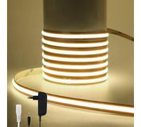 KISUFU 24V Ruban LED COB, 8MM 720 Leds/m Couper à volonté Bande LED Lumineuse Light Strip avec Adaptateur secteur pour Armoire, Cuisine, Bricolage, Chambre à coucher, Commercial éclairage.