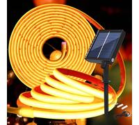 KISUFU 24V Solaire Rubans à LED Neon Light, IP68 Étanche 320 LEDs/m Bandes LED avec 1200mah 8 Modes Panneau solaire avec insertion terrestre Lumineuse pour Maison Jardin Mariage Fête Noël.