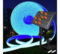 KISUFU 24V Solaire Rubans à LED Neon Light, IP68 Étanche 320 LEDs/m Bandes LED avec 1200mah 8 Modes Panneau solaire avec insertion terrestre Lumineuse pour Maison Jardin Mariage Fête Noël.