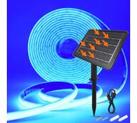 KISUFU 24V Solaire Rubans à LED Neon Light, IP68 Étanche 320 LEDs/m Bandes LED avec 2400mah 8 Modes Panneau solaire avec insertion terrestre Lumineuse pour Maison Jardin Mariage Fête Noël.