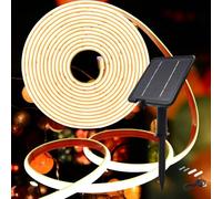 KISUFU 24V Solaire Rubans à LED Neon Light, IP68 Étanche 320 LEDs/m Bandes LED avec 2400mah 8 Modes Panneau solaire avec insertion terrestre Lumineuse pour Maison Jardin Mariage Fête Noël.