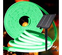 KISUFU 24V Solaire Rubans à LED Neon Light, IP68 Étanche 320 LEDs/m Bandes LED avec 2400mah 8 Modes Panneau solaire avec insertion terrestre Lumineuse pour Maison Jardin Mariage Fête Noël.