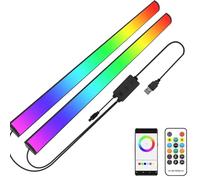 KISUFU 2PCS Gaming LED Smart Lampes, 30CM RGBIC Bluetooth USB Dimmable 30CM RGBIC Light Bars avec Télécommande IR Bluetooth 17 touches pour TV, PC, Bureau, Décoration de Chambre