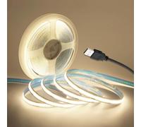 KISUFU 5V Ruban LED COB USB, 320 LEDs/m 8mm Bande LED LED Strip Flexible IP20 Non-étanche Bandeau Lumineuse LED Flexible pour Chambre à Coucher, Cuisine, Miroir, Armoire