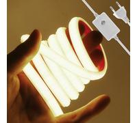 KISUFU Bandeau LED COB 220V, Dimmable Super Lumineuse 240LEDs/M néon Bande LED IP65 Etanche Sans puissance LED Ruban pour Chambre à Coucher, Décoration de la Maison.