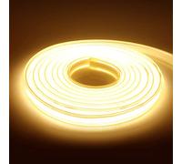 KISUFU DC 220V COB flexible LED bande lumineuse ip65 imperméable à l'eau super lumineux dimmable LED bande lumineuse haute luminosité 360 LED/M LED avec cordon d'alimentation. 5m, Blanc chaud.