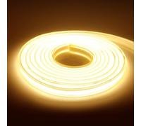 KISUFU DC 220V COB flexible LED bande lumineuse ip65 imperméable à l'eau super lumineux dimmable LED bande lumineuse haute luminosité 360 LED/M LED avec cordon d'alimentation. 16m, Blanc chaud.