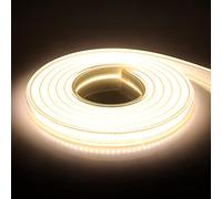 KISUFU DC 220V COB flexible LED bande lumineuse ip65 imperméable à l'eau super lumineux dimmable LED bande lumineuse haute luminosité 360 LED/M LED avec cordon d'alimentation. 5m, Blanc naturel.