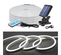 KISUFU Énergie solaire 12V 2835 Ruban LED néon, 120 Leds/m IP67 Etanche Neon Bande LED Strip Light avec 1.2w USB clip type Contrôleur solaire pour Cour extérieure, jardin, décoration de fête.