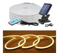 KISUFU Énergie solaire 12V 2835 Ruban LED néon, 120 Leds/m IP67 Etanche Neon Bande LED Strip Light avec 1.2w USB clip type Contrôleur solaire pour Cour extérieure, jardin, décoration de fête.