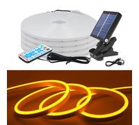 KISUFU Énergie solaire 12V 2835 Ruban LED néon, 120 Leds/m IP67 Etanche Neon Bande LED Strip Light avec 1.2w USB clip type Contrôleur solaire pour Cour extérieure, jardin, décoration de fête.