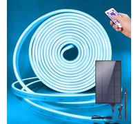KISUFU Énergie solaire 12V Neon Ruban LED 2835 120 LEDs/M, Etanche ip67 Flexible Néon LED Bande avec 3W 12 touches télécommande plug in Contrôleur solaire pour Décoration de cour extérieure