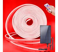 KISUFU Énergie solaire 12V Neon Ruban LED 2835 120 LEDs/M, Etanche ip67 Flexible Néon LED Bande avec 3W 12 touches télécommande plug in Contrôleur solaire pour Décoration de cour extérieure