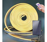 KISUFU Énergie solaire 12V Neon Ruban LED 2835 120 LEDs/M, Etanche ip67 Flexible Néon LED Bande avec 3W 12 touches télécommande plug in Contrôleur solaire pour Décoration de cour extérieure