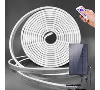 KISUFU Énergie solaire 12V Neon Ruban LED 2835 120 LEDs/M, Etanche ip67 Flexible Néon LED Bande avec 3W 12 touches télécommande plug in Contrôleur solaire pour Décoration de cour extérieure