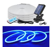 KISUFU Énergie solaire 24V 2835 Ruban LED néon, 120 Leds/m IP67 Etanche Neon Bande LED Strip Light avec 1.2w USB clip type Contrôleur solaire pour Cour extérieure, jardin, décoration de fête.