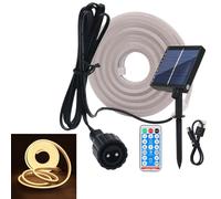 KISUFU Énergie solaire 5V 2835 120 LEDs/M Ruban Led Exterieur Etanche ip67 LED Bande Lumineuse, Flexible Néon LED Bande Avec 1.2w USB plug in Contrôleur solaire pour Décoration de jardin.