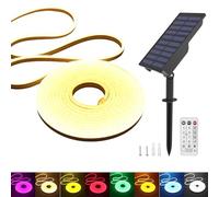 KISUFU Énergie solaire Neon Ruban Led, 24V Néon Bande LED Lumineuse IP65 Etanche Silicone avec 1.5w Contrôleur solaire rechargeable mural USB pour Jardin, extérieur Cour La fête Décoration.
