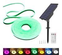 KISUFU Énergie solaire Neon Ruban Led, 24V Néon Bande LED Lumineuse IP65 Etanche Silicone avec 1.5W Contrôleur solaire rechargeable mural USB pour Jardin, extérieur Cour La fête Décoration.