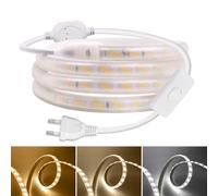KISUFU Ruban LED 220V, 2835 180 Led/m Bandeau LED, Flexible étanche IP65 LED Strip Light avec Interrupteur de cuisine, câble, lumières LED DIY Party.