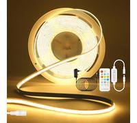 KISUFU Ruban LED COB 24V, 576 Leds/m CCT 8MM CRI>90 bande LED IP20 Non étanche Dimmable Strip Light avec Contrôleur RF 5-24V 17 touches pour Chambre Cuisine Maison Miroir Décoration.