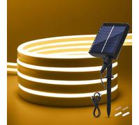 KISUFU Ruban LED Neon Solaire Extérieur, 24V 2535 120 LEDs/m IP65 Étanche néon Bande LED avec 1.3W 1200mah 8 Modes Contrôleur de boîte de batterie solaire pour Arbres de Jardin Noël.