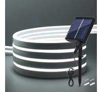KISUFU Ruban LED Neon Solaire Extérieur, 24V 2535 120 LEDs/m IP65 Étanche néon Bande LED avec 1.3W 1200mah 8 Modes Contrôleur de boîte de batterie solaire pour Arbres de Jardin Noël.