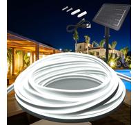 KISUFU Ruban LED Neon Solaire Extérieur, 24V 2535 120 LEDs/m IP65 Étanche néon Bande LED avec 2.8W 2400mah 8 Modes Contrôleur de boîte de batterie solaire pour Arbres de Jardin Noël.