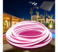 KISUFU Ruban LED Neon Solaire Extérieur, 24V 2535 120 LEDs/m IP65 Étanche néon Bande LED avec 6W 7200mah 8 Modes Contrôleur de boîte de batterie solaire pour Arbres de Jardin Noël.