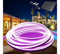 KISUFU Ruban LED Neon Solaire Extérieur, 24V 2535 120 LEDs/m IP65 Étanche néon Bande LED avec 6W 7200mah 8 Modes Contrôleur de boîte de batterie solaire pour Arbres de Jardin Noël.