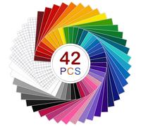 Kisvic 42 Feuilles Vinyle thermocollant pour Traceur, 30,5 x 20,5 cm Vinyle de Transfert de Chaleur Avec Grille D'alignement Transparente pour Cricut, Cadeaux de Bricolage, Tasse, Fenêtre, Céramique