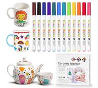 Kisvic Lot de 12 feutres en porcelaine - Passe au lave-vaisselle - Marqueur acrylique imperméable - Pour porcelaine et verre