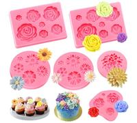 Kisvic Lot de 6 moules à savon en silicone en forme de fleur 3D - Pour décorer des gâteaux, des chocolats, des bonbons faits à la main