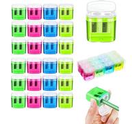 Kiswleon 24 Taille Crayon avec Reservoir de 4 Couleurs,Taille Crayon Enfant pour Stylos épais Et Fins avec Récipient,Taille-Crayons pour Enfants avec Boîte pour école,Bureau à Domicile（Fin）