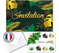 Kit 10 cartes d'invitation thème TROPICAL en français - Anniversaire/Fête fille ou garcon (10 cartons d invitation + 10 enveloppes + 1 planche de 10 stickers). Idéal pour l'été ! - De 6 à 99 ans!