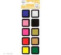 AladinE Kit 10 mini-encreurs Izink 2,5x2,5 cm multicolore – pour bullet journal & loisirs créatifs