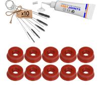 KIT 10 JOINTS ENTRETIEN VALVE DE DRAINAGE GROUPEDE BRASSAGE MACHINE À CAFÉ REMPLACEMENT COMPATIBLE AVEC JURA AEG KRUPS NIVONA SIEMENS MELITTA IMPRESSA BOSCH ETC… (BROSSE)