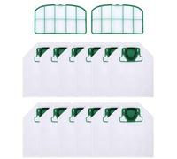 Kit 10 Sacs d'aspirateur pour Vorwerk Kobold VK200 FP200 Aspirateur avec 2 Filtre HEPA, Accessoires Sacs à Poussière pour Vorwerk Kobold